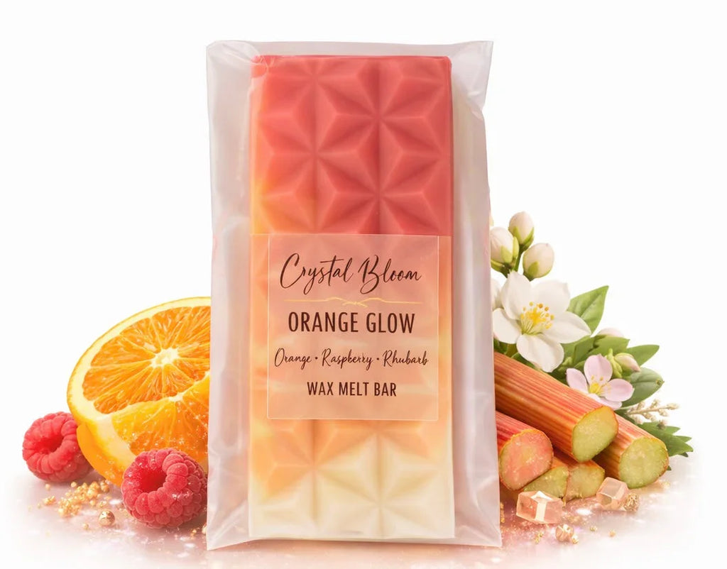 Orange and raspberry highly scented handpoured wax met bar, long lasting
